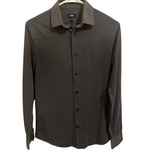 Express Grey Dress Shirt with Point Collar